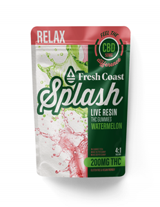 Fresh Coast Edibles - Watermelon Hybrid/Relax 200mg THC:50mg CBD (4:1) Splash Live Resin Gummies