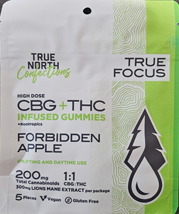 True North Edibles - True North Gummies - Forbidden Apple Focus (1:1) THC/CBG Gummies (200mg)