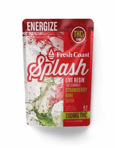 Fresh Coast Edibles - Strawberry Kiwi Sativa/Energize 200mg THC:50mg thcv (4:1) Splash Live Resin Gummies